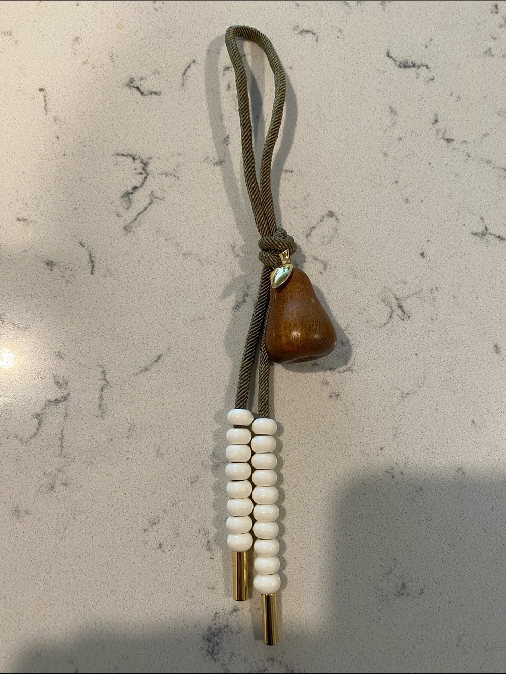 Madewell wood pear Beaded Tassel Keychain/ bag Charm - Picture 2 of 4